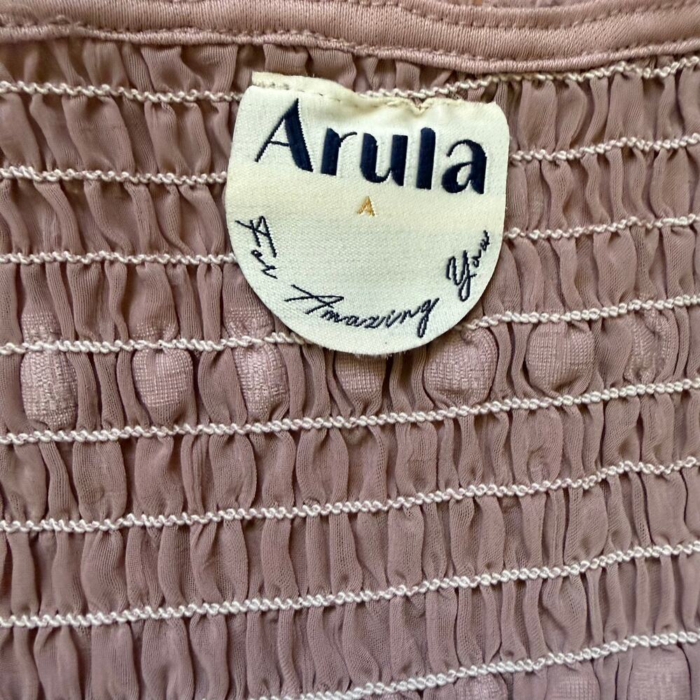 Arula Purple Clip Swiss Dot Tiered Semi Sheer Midi Dress Sz 1X (A) Cottage Boho - Picture 3 of 13